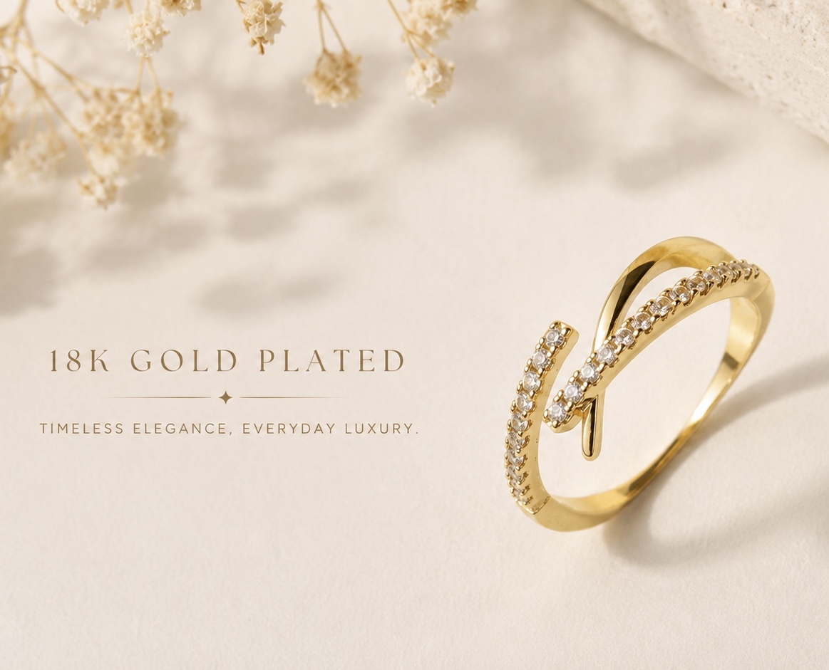 18k gold plated ring with American diamonds 