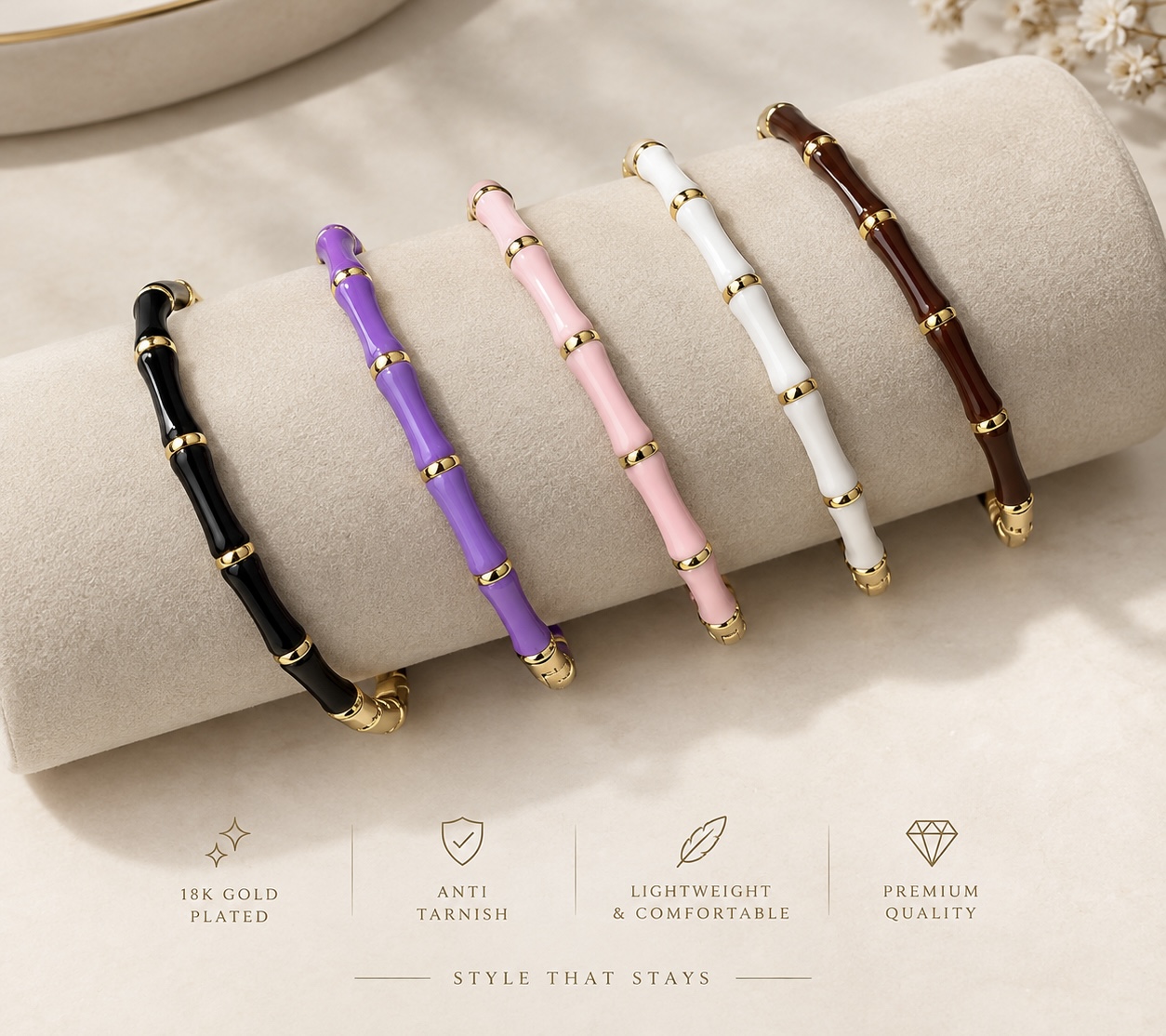Colourful bamboo bracelets