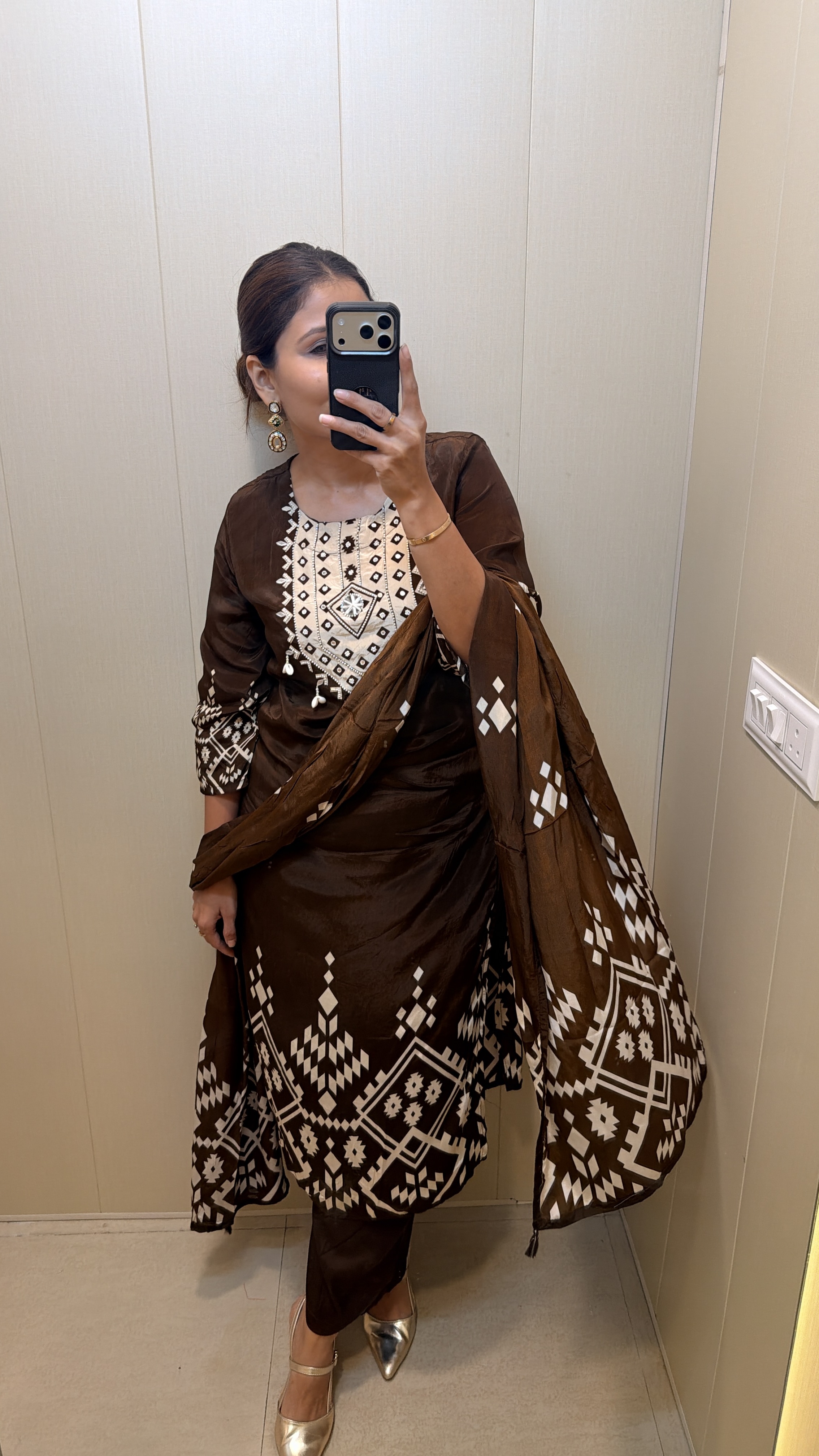 ZETHRA crepe coffee brown suit 