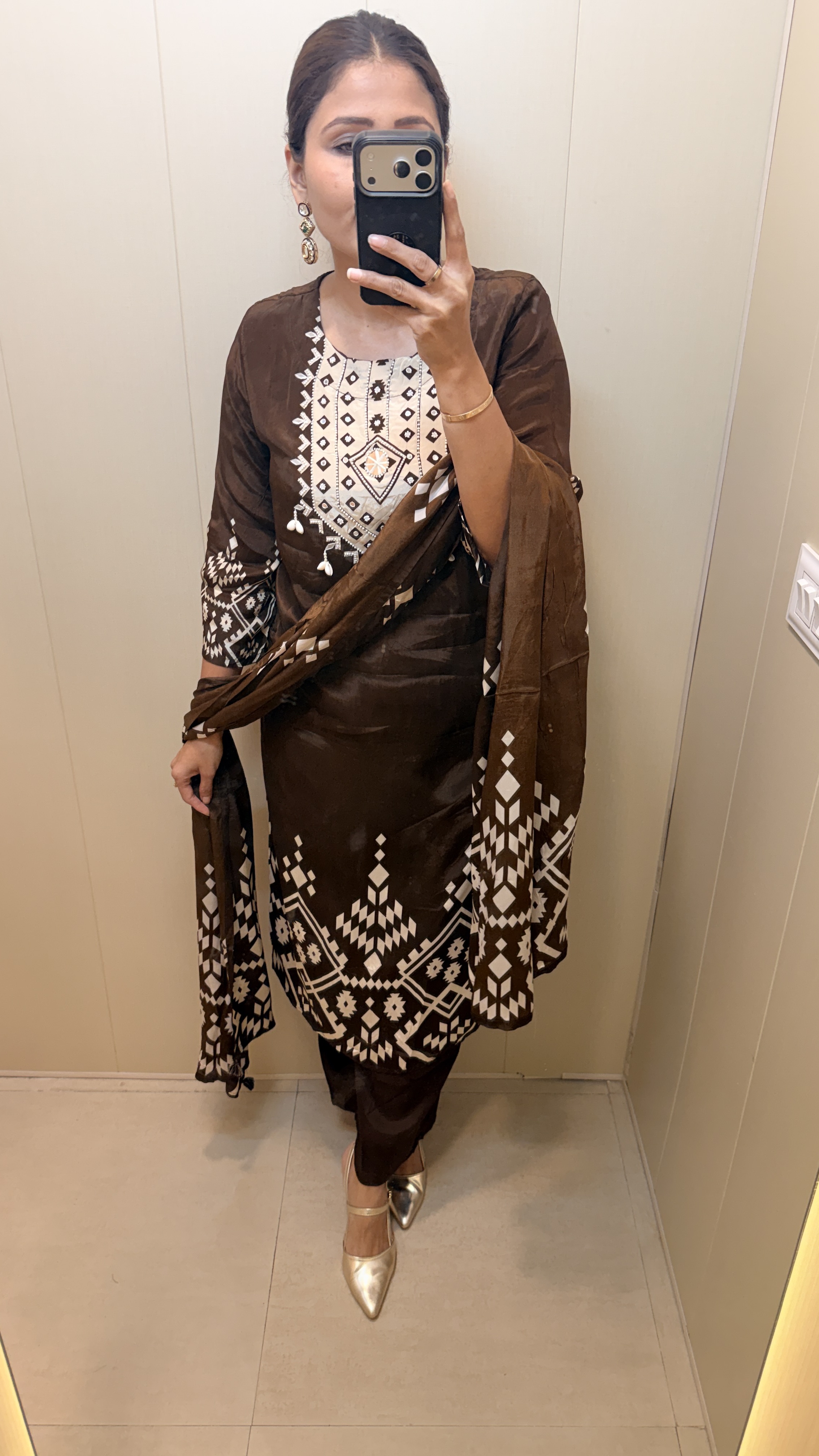 ZETHRA crepe coffee brown suit 